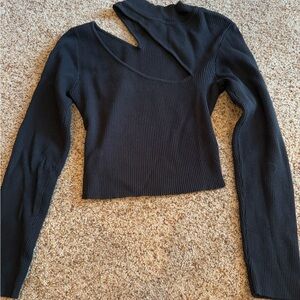Le Lis Black Ribbed Cutout sweater